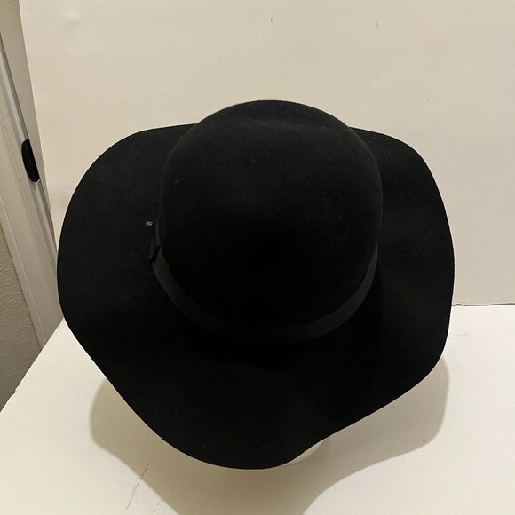 Forever 21 100% Wool Black Wide Brim Hat Floppy Womens Size S/M - Picture 4 of 8